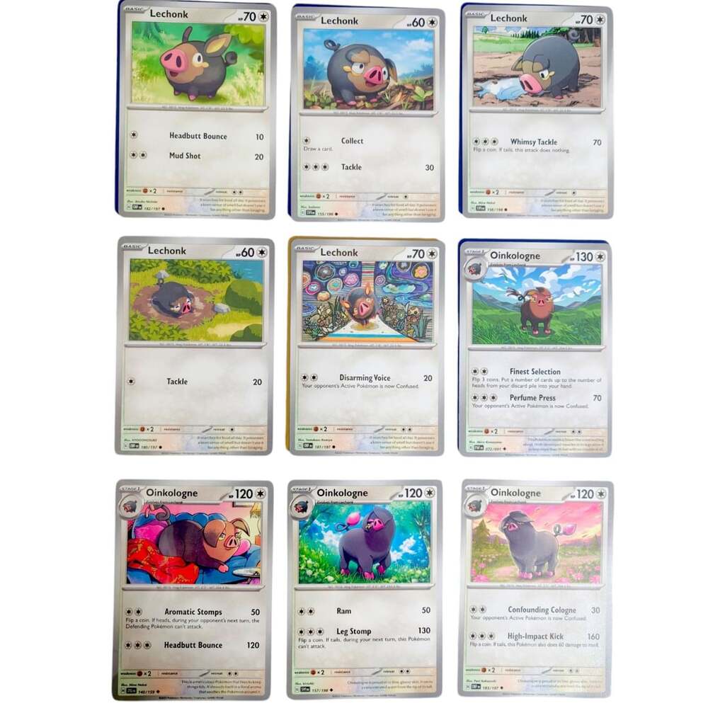Pokemon TCG lot of 9 Lechonk & Oinkologne Trading Cards Collection Set Cute Pig